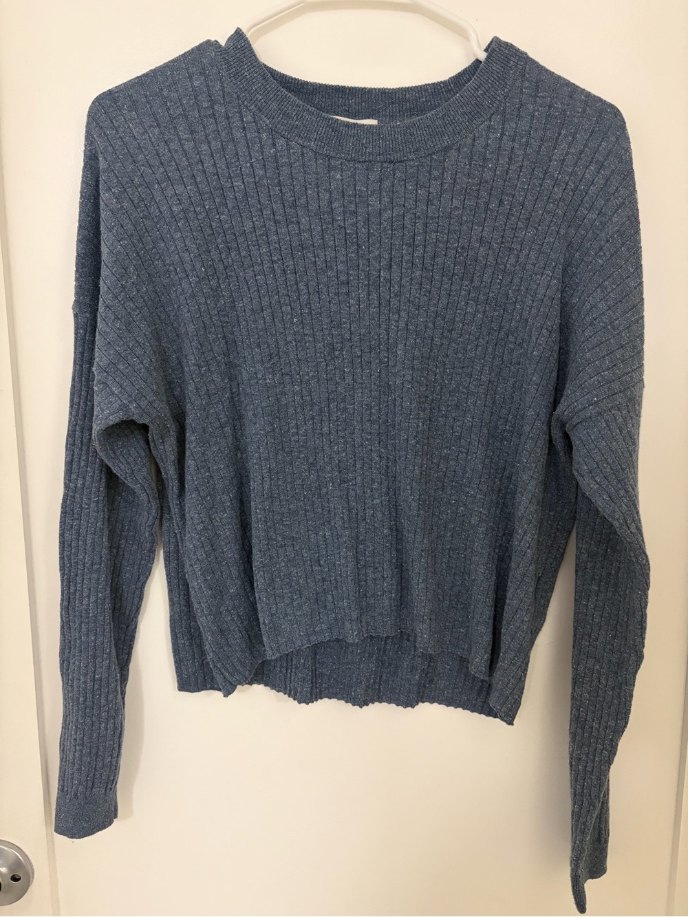 Madewell Heathered Blue Ribbed Crewneck Sweater